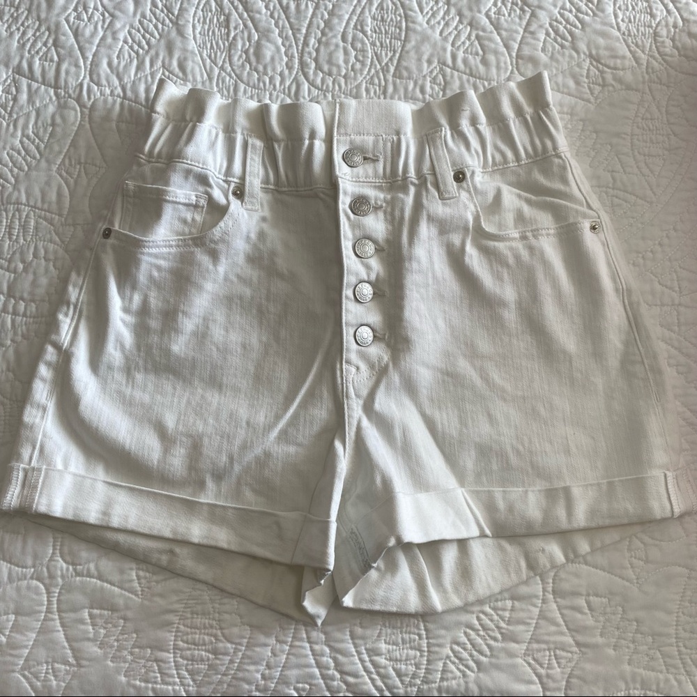 Express High Waisted Paper Bag Denim Shorts